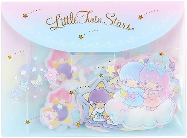 Sanrio Little Twin Stars seal case sticker showcasing Little Twin Stars riding the cloud