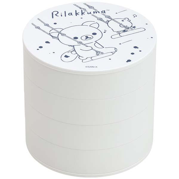 San-X Rilakkuma Accessory Tray with a minimalist white design and playful Rilakkuma sketches on the lid.