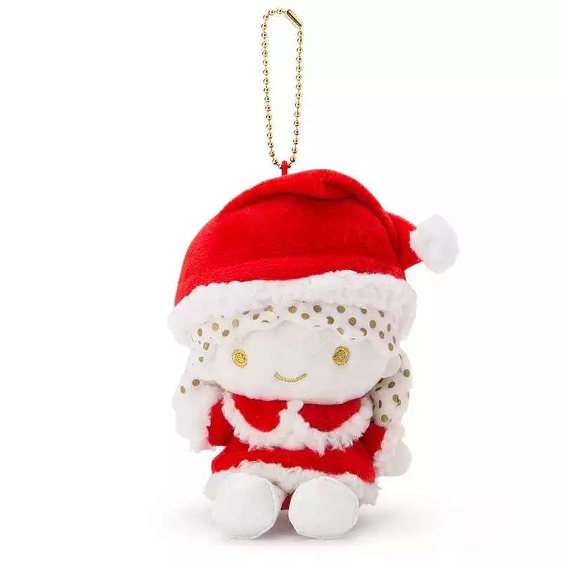 Sanrio Little Twin Stars Lala in a red Santa outfit plush keychain for Christmas