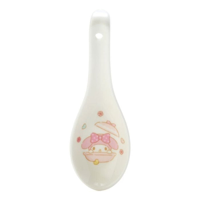 Close-up of the Sanrio My Melody Ceramic Spoon, showcasing detailed illustrations and pastel colors.