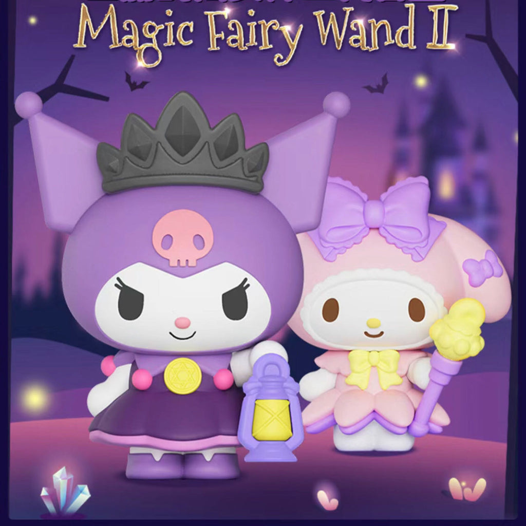 Magic Fairy Wand II promotion image with fairy-themed Sanrio characters, featuring a purple-clad character with a lantern and a white character with a magic wand