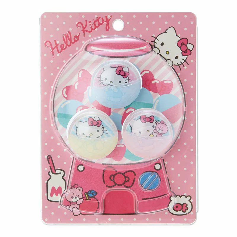 Sanrio Hello Kitty Gashapon set featuring shell-shaped plastic clips with a pearlescent finish, showcasing the iconic Hello Kitty design.