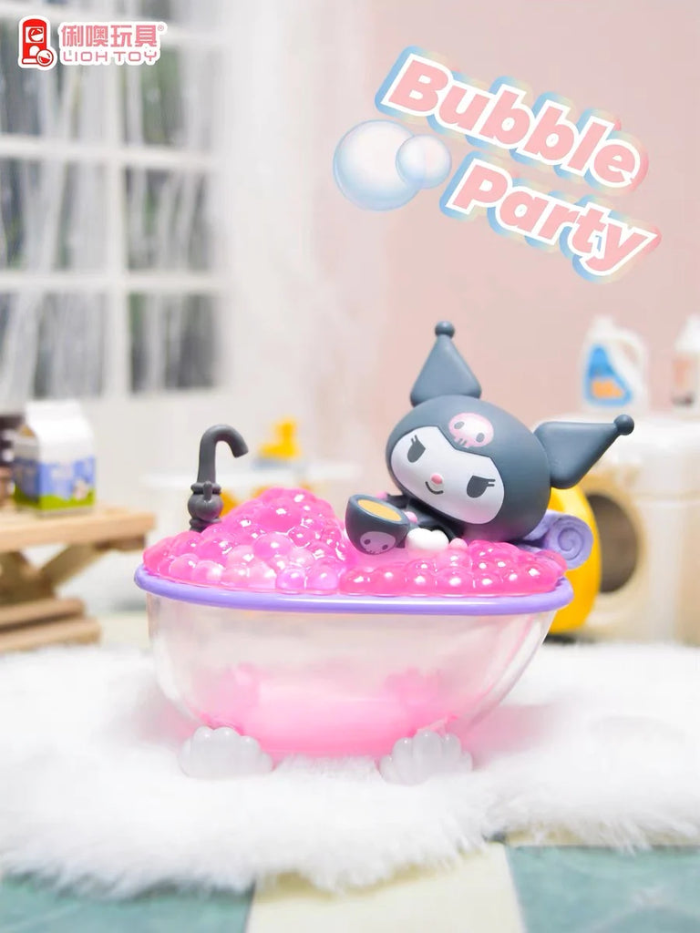 Kuromi Bubble Party Blind Box with Kuromi making the pink bubbles