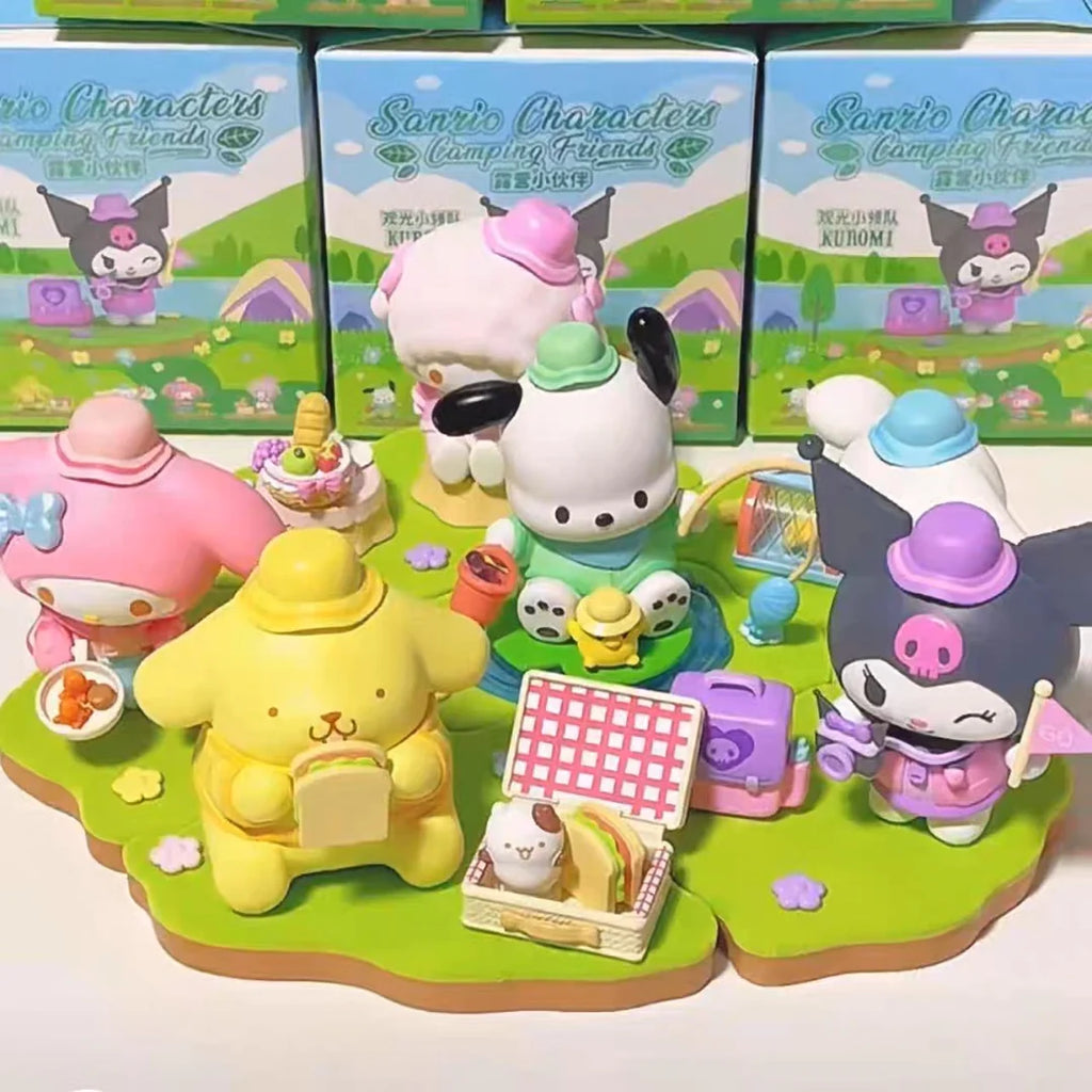 sanrio characters camping friends blind box with Piano, Kuromi, Pochacco, Pompompurin, My Melody