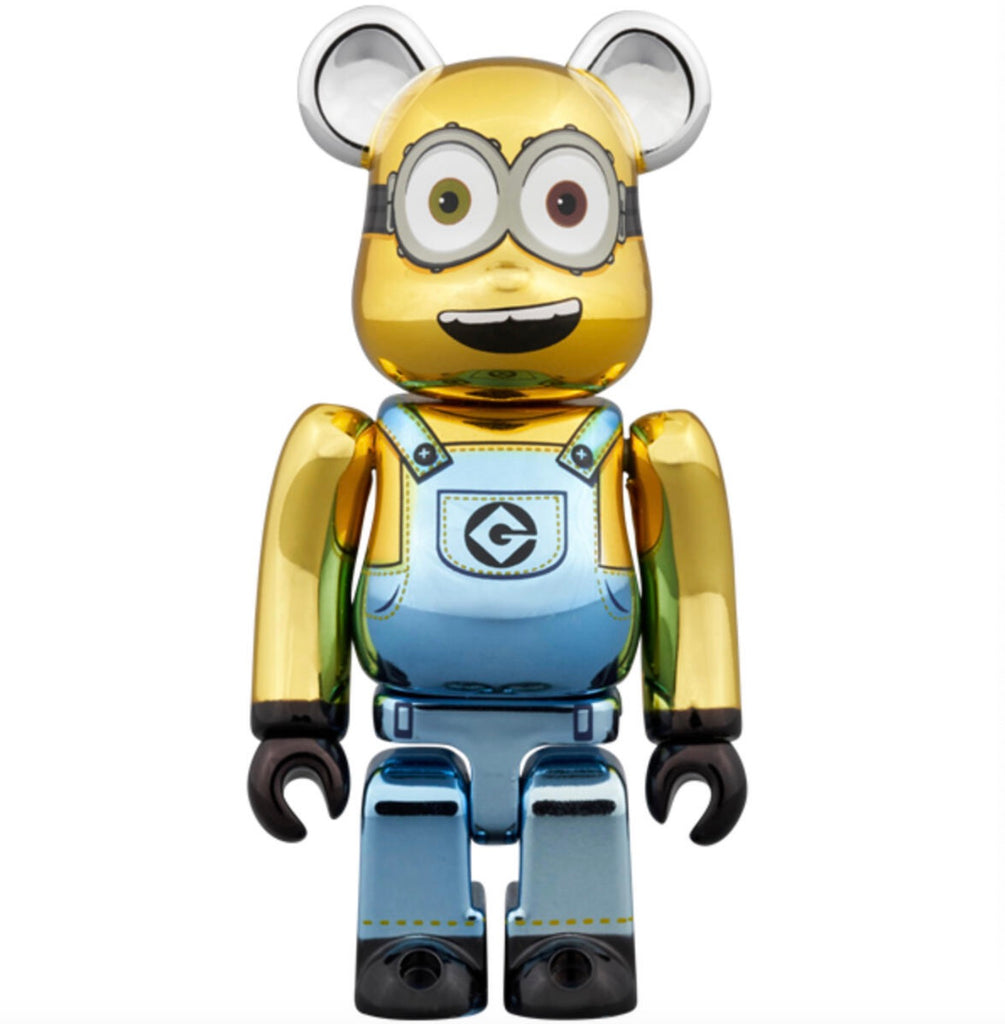 BE@RBRICK BOB Chrome Ver. 100% - Close-up of Golden Chrome Finish & Overalls