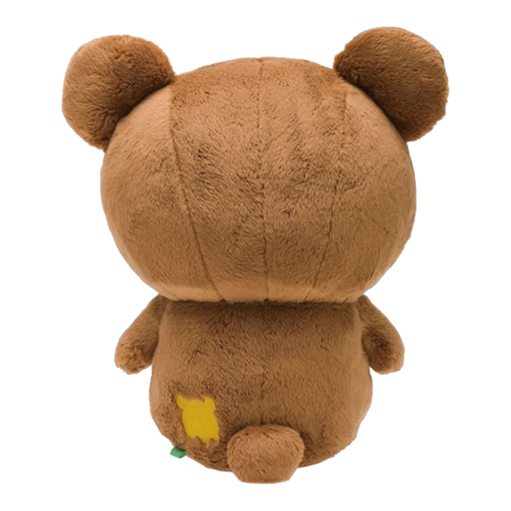 Back view of San-X Chairoikoguma M Size Plushie showcasing the tiny bear tail and soft fur texture.