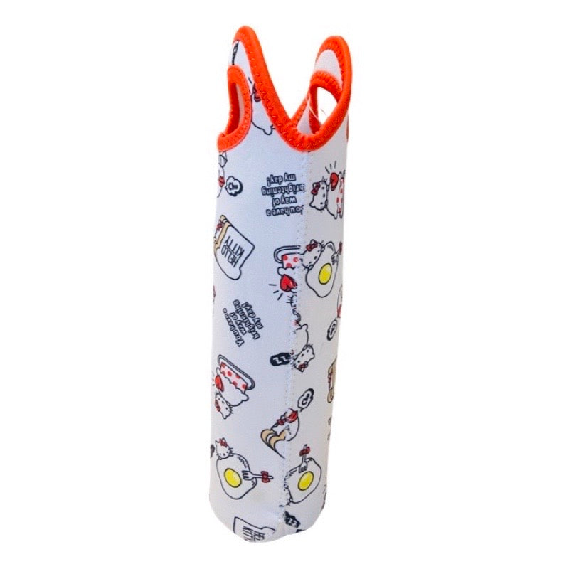 Side view of the Hello Kitty water bottle pouch, showcasing its compact and cute design