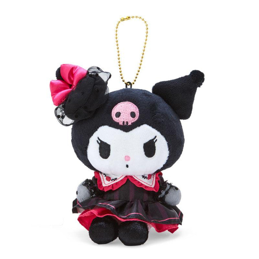 Sanrio's Kuromi keychain plush from the Fantastic Girls 2023 series, showcasing Kuromi in a whimsical attire, complete with signature details and vibrant colors