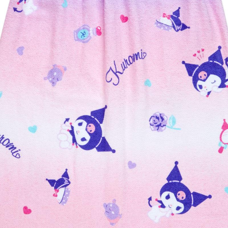 Sanrio Kuromi bath towel with love heart and roses pattern