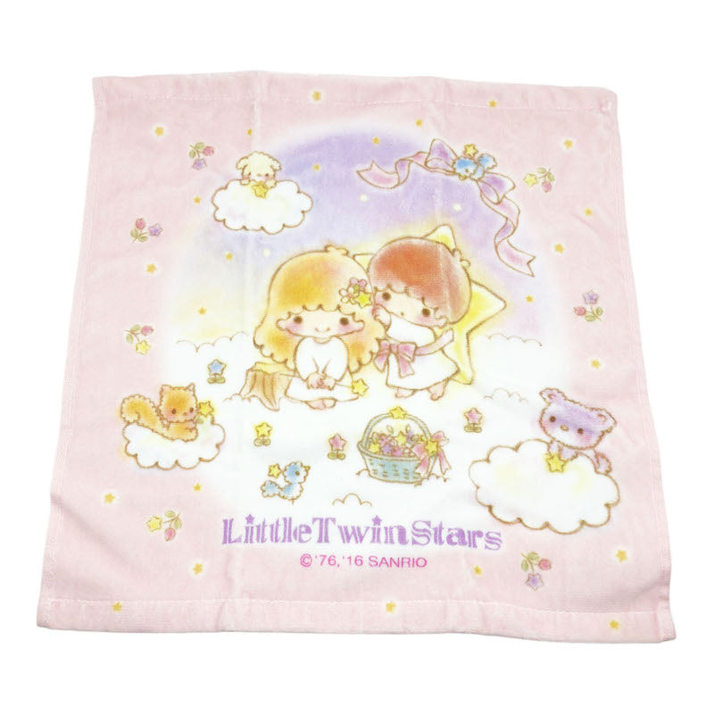 Little Twin Stars Pastel Dream Soft Square Towel with Kiki and Lala in a pastel cloud design