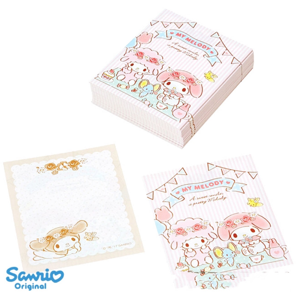 My Melody-themed memo pad set featuring cute pastel designs.