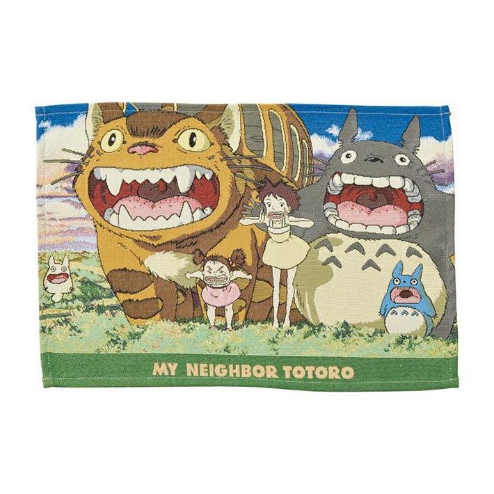 small totoro, medium totoro, cat bus and large totoro and girls are shouting out loud