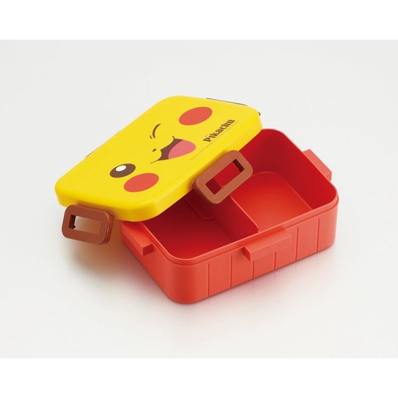 Open view of Pikachu lunch box showing the partitioned interior for meal separation.