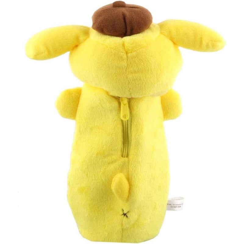 Back view of the Pompompurin bottle holder featuring a zipper and Velcro closure