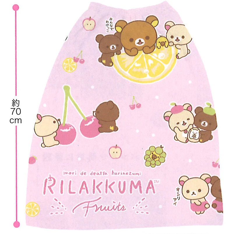 Rilakkuma character towel wrap with a fruits-themed design, 70cm length