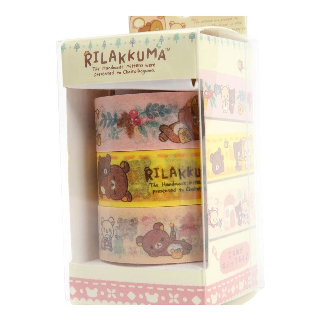 Close-Up Details of Rilakkuma Themed Washi Tape Rolls