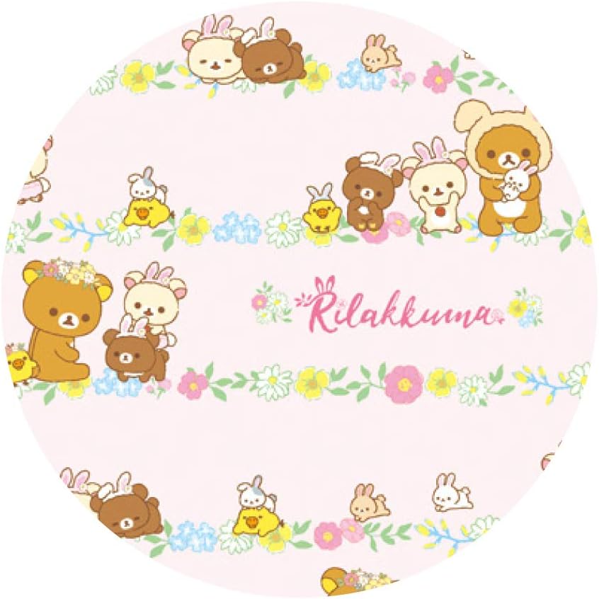 Close-up of San-X Rilakkuma picnic sheet/mat featuring cute character design on pink