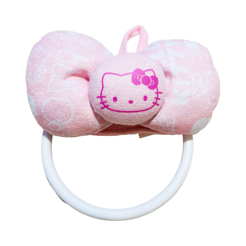 Hello Kitty Towel Holder in a pink bow design, ideal for bathroom or kitchen use