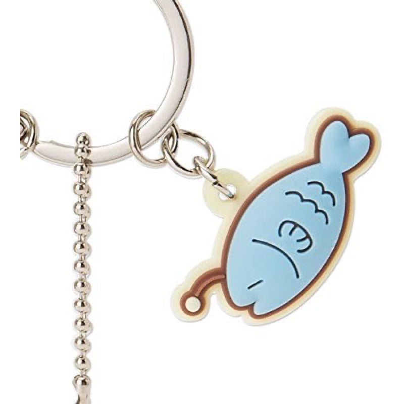 Blue fish charm from the Sanrio Marumofubiyori rubber key chain, perfect for fans.