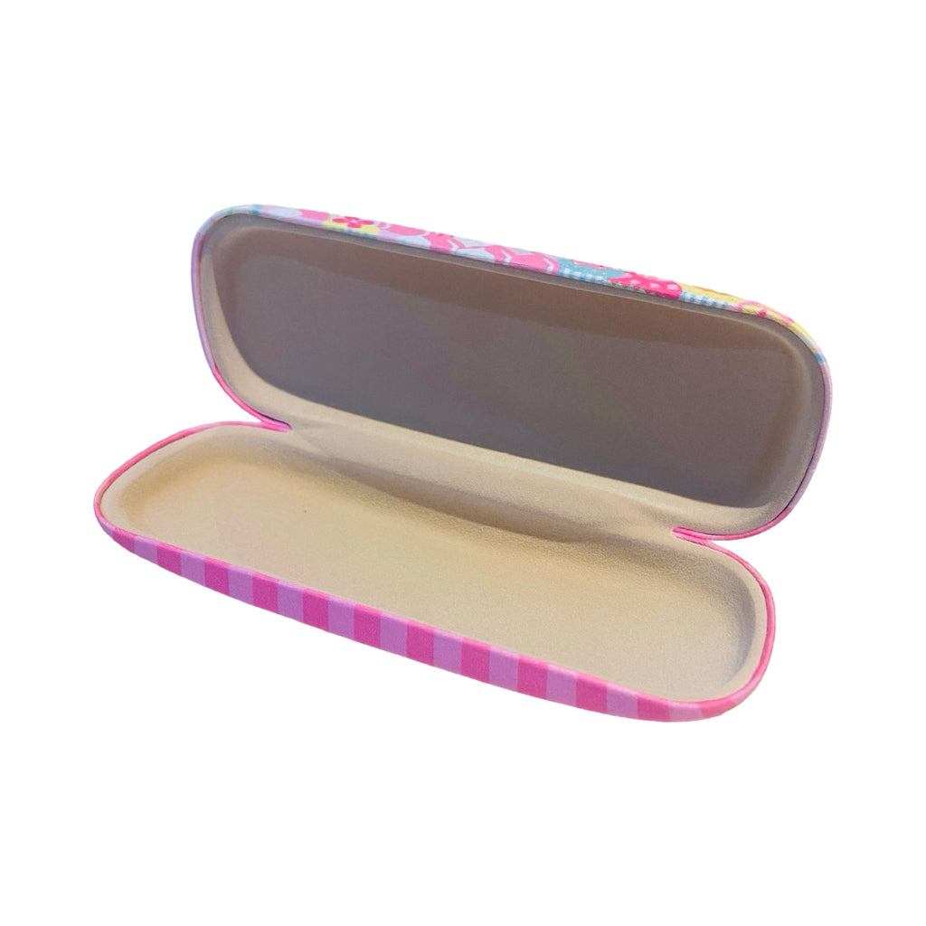 Open view of Sanrio My Melody glasses case, featuring a soft protective interior.