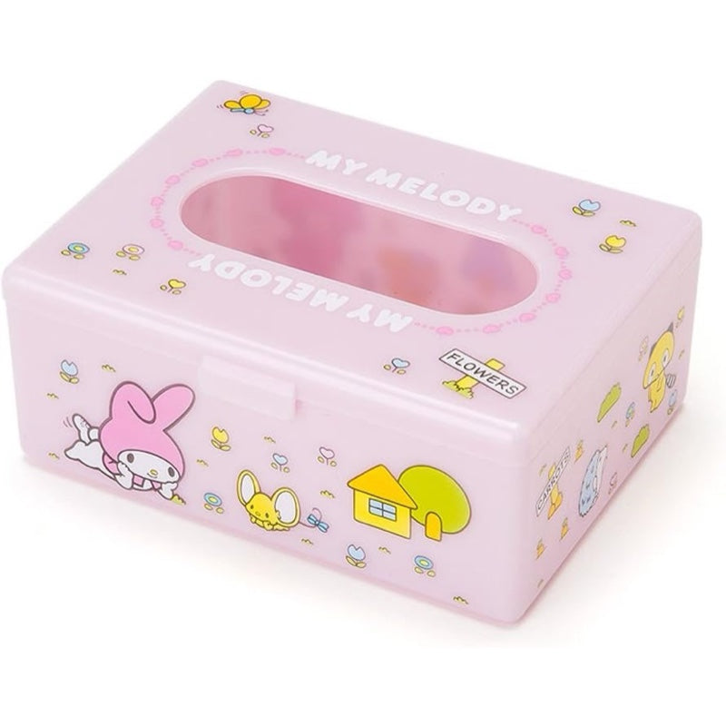 Front view of the Sanrio My Melody Mini Tissue Case with a pastel design.