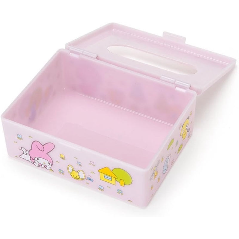 Open view of the Sanrio My Melody Mini Tissue Case showing its interior.