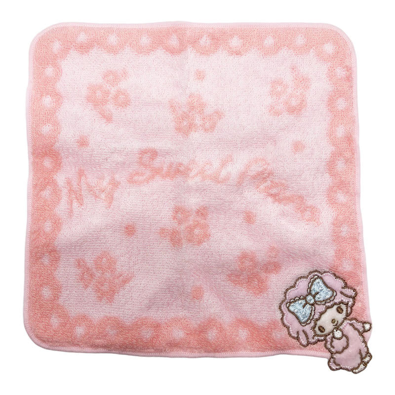 Piano Character Soft Pink Handkerchief with floral design and embroidered 'My Sweet Piano' text