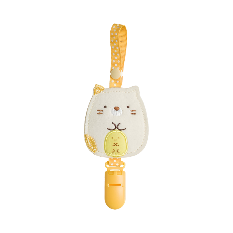 Sumikko Gurashi Neko loop clip featuring a cute yellow design with a handy strap.