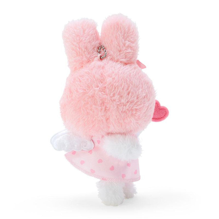 The back view of MyMelody plush with angel wings holding a love heart - Sanrio Collection