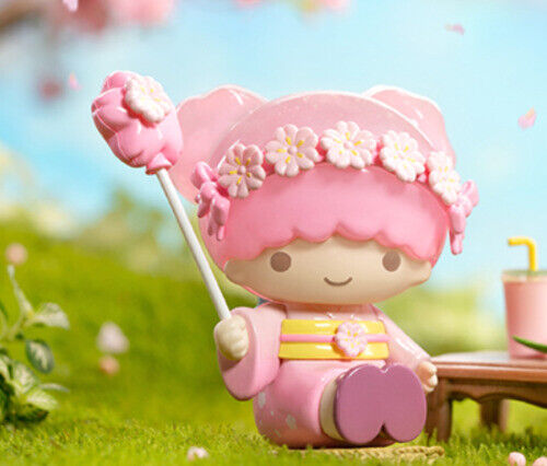 LaLa from Little Twin Stars holding a wagashi on a stick, part of the Sanrio Blossom & Wagashi Series Blind Box