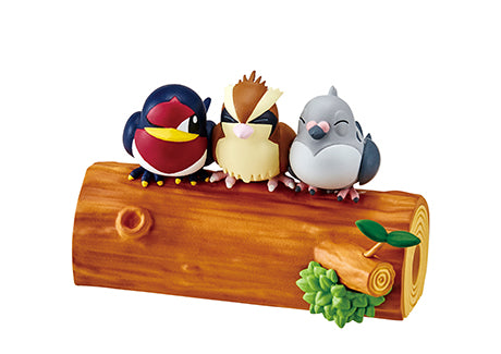 Re-ment Pokemon nakayoshi friends with birds sitting on a tree block