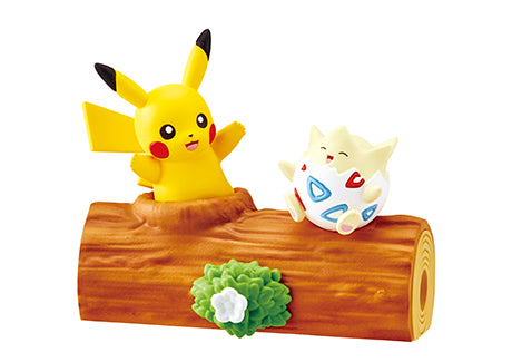 Re-ment Pokemon nakayoshi friends with pikachu and Togepi sitting on a tree block