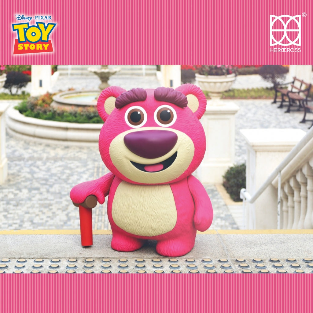 HEROCROSS 55CM Lotso Huggin Bear Jumbo Figure, standing front-facing with his signature crutch.