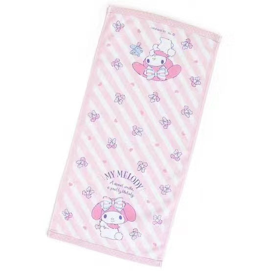 My Melody Pink Striped Soft Cotton Towel with bows and My Melody illustrations