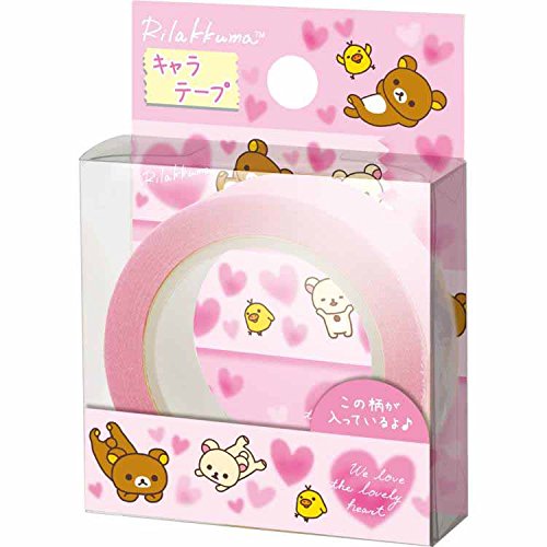 Rilakkuma heart-themed washi tape in pink packaging