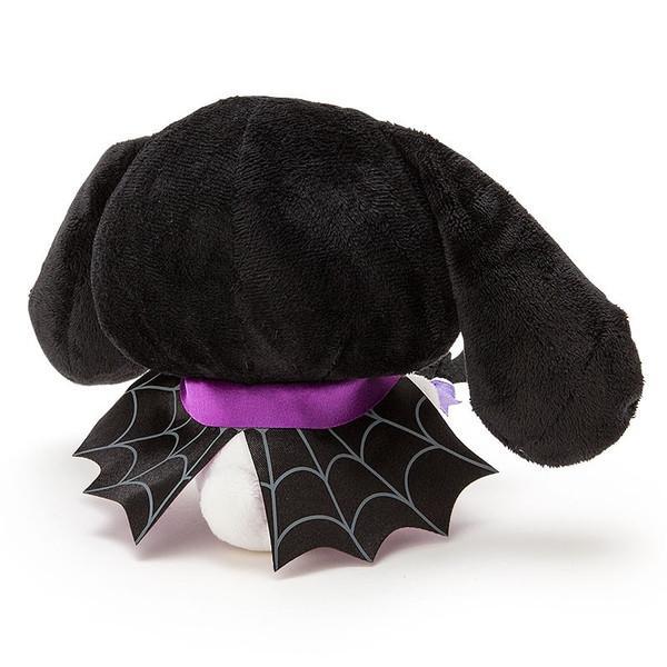 Back view of Sanrio Cinnamoroll Halloween Limited Plush with bat-like cape and floppy ears.