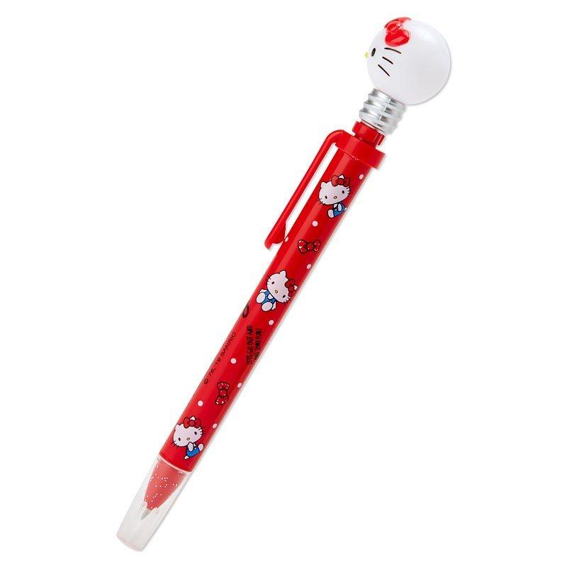 Side view of the Hello Kitty LED Light Ball Pen showcasing the Hello Kitty illustrations on a red body.