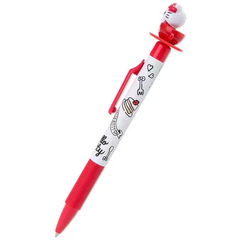 Cute Hello Kitty Ballpoint Pen with 3d cap of Hello Kitty Leaning on the coffee cup